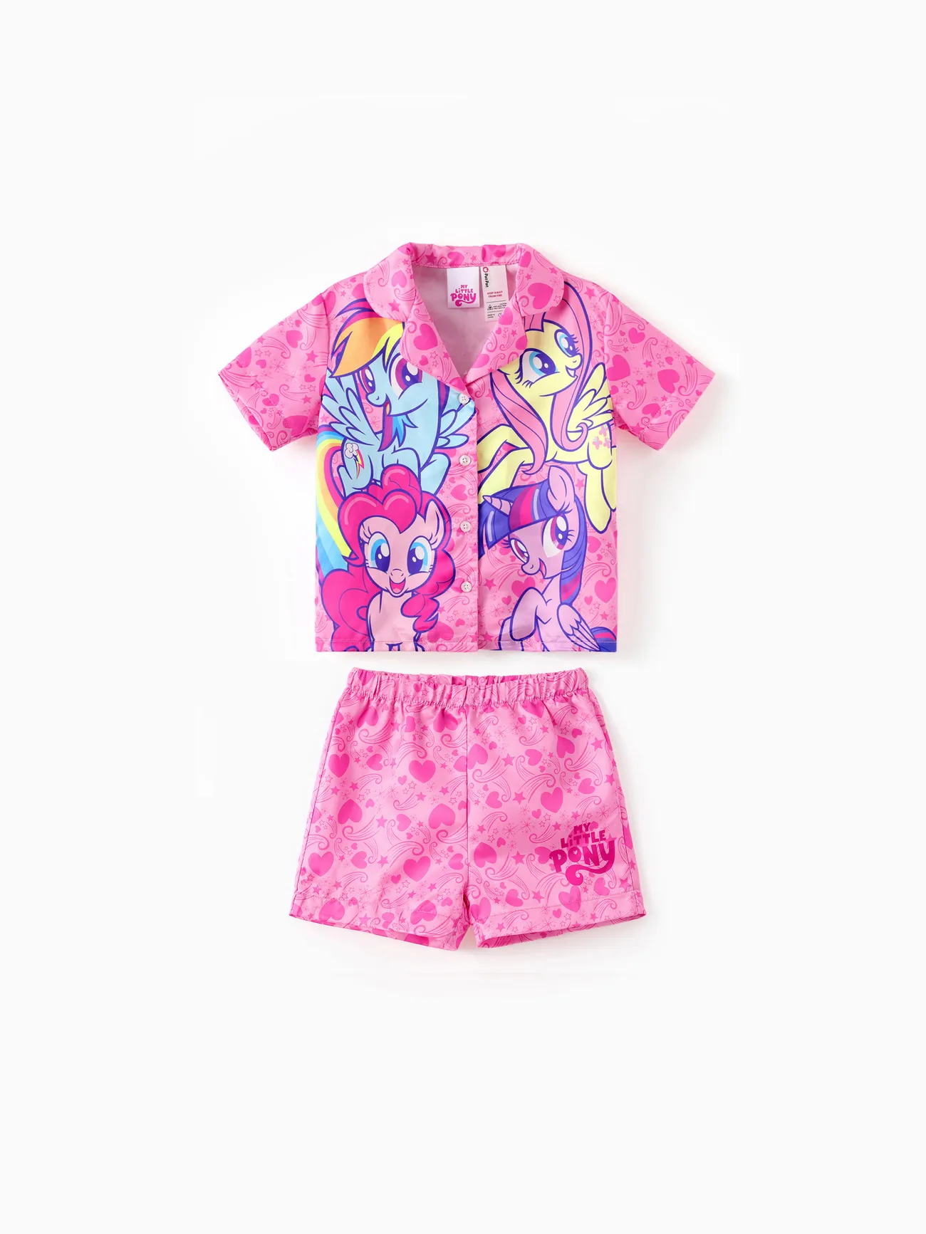 My Little Pony Toddler/Kid Girl 2pcs Character Heart Pattern Lapel Collar Short-sleeve Top And Shorts Pajamas Set (Flame Resistant) 
My Little Pony Toddler/Kid Girl 2pcs Character Heart Pattern Lapel Collar Short-sleeve Top And Shorts Pajamas Set (Flame Resistant)