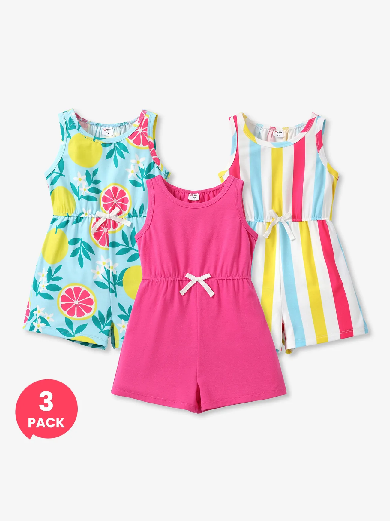 3-Pack Kid Girl Childlike Sleeveless Jumpsuits
3-Pack Kid Girl Childlike Sleeveless Jumpsuits
