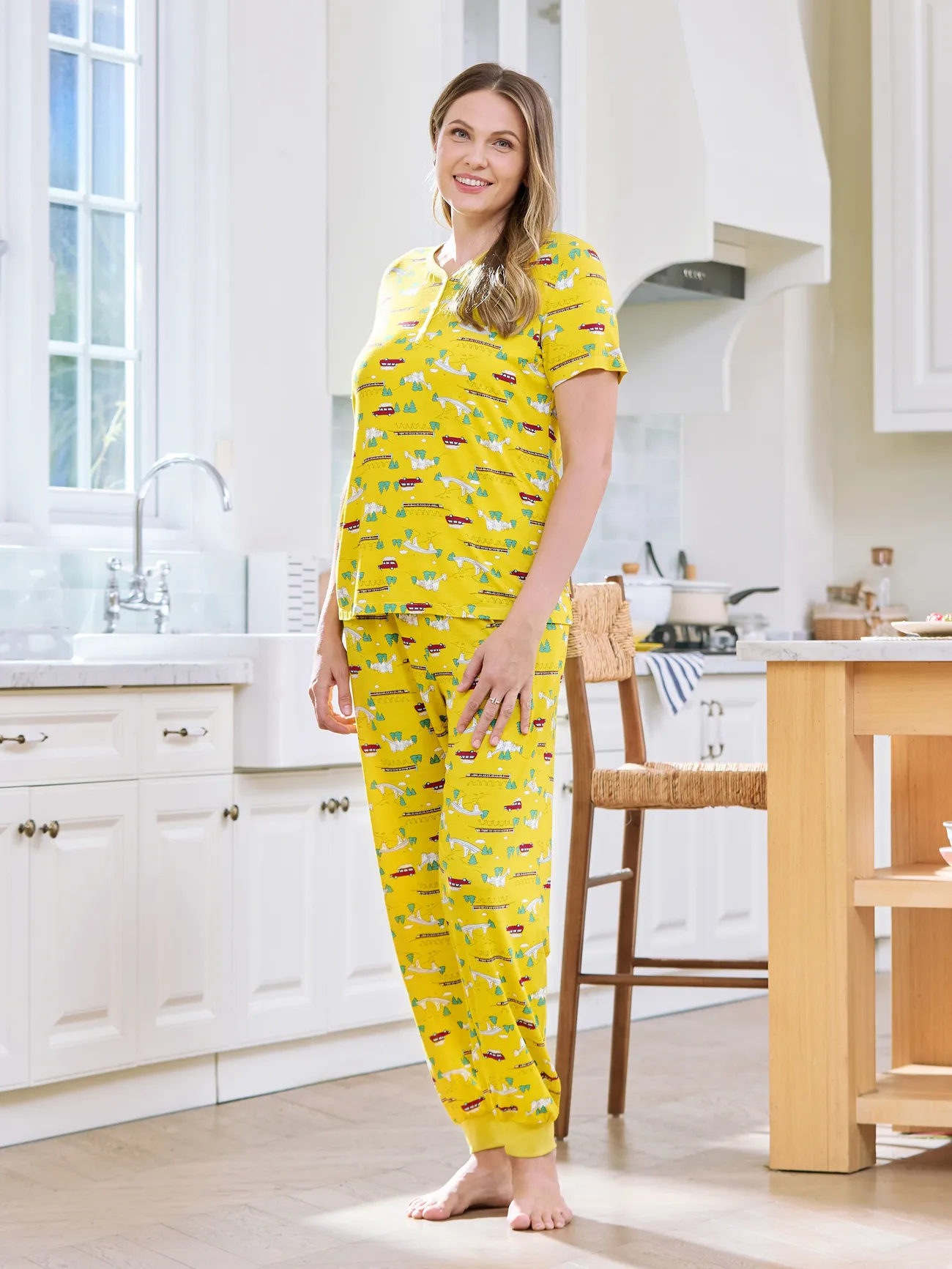 Bamboo Family Yellow PJs Cute Car and Tree Print Short Sleeve & Long Pants Sleepwear Matching Pajama set (Snug-Fitting for Children)
Bamboo Family Yellow PJs Cute Car and Tree Print Short Sleeve & Long Pants Sleepwear Matching Pajama set (Snug-Fitting for Children)