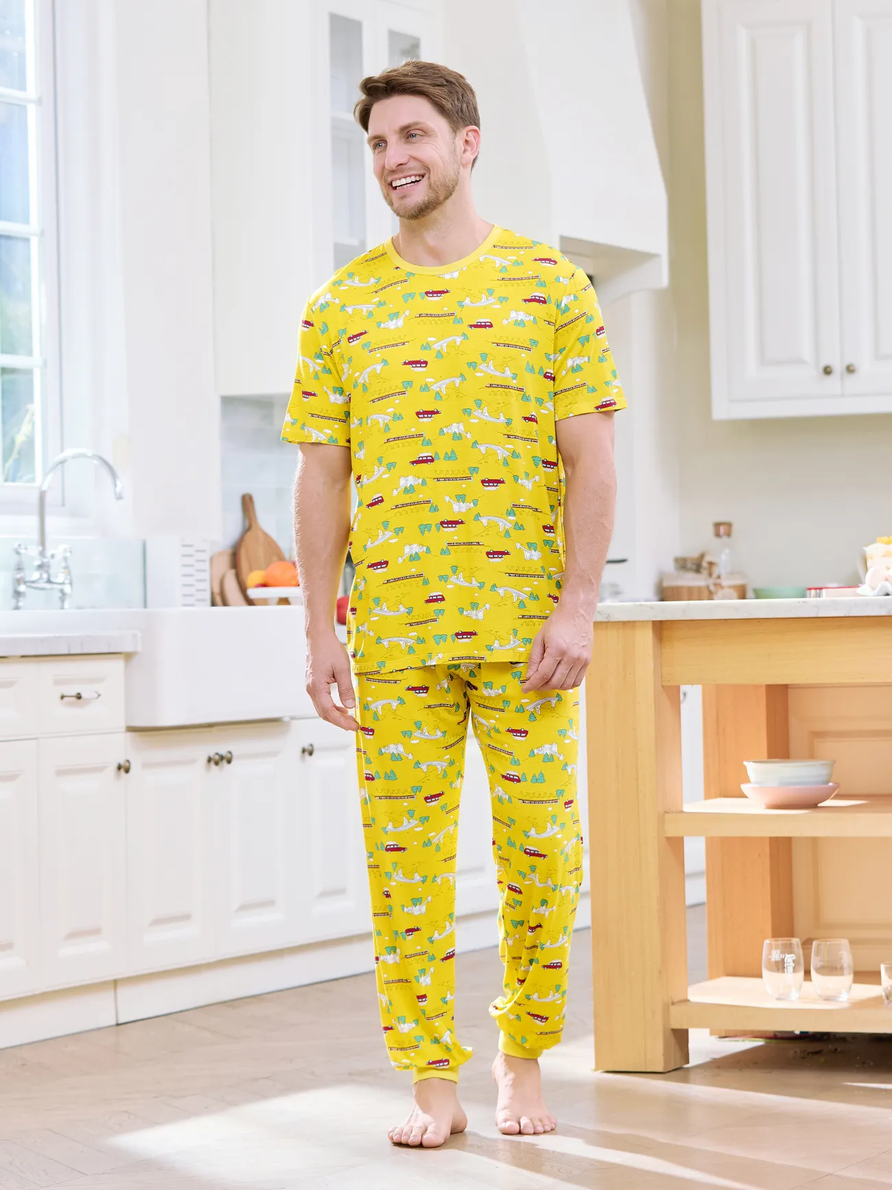 Bamboo Family Yellow PJs Cute Car and Tree Print Short Sleeve & Long Pants Sleepwear Matching Pajama set (Snug-Fitting for Children)
Bamboo Family Yellow PJs Cute Car and Tree Print Short Sleeve & Long Pants Sleepwear Matching Pajama set (Snug-Fitting for Children)