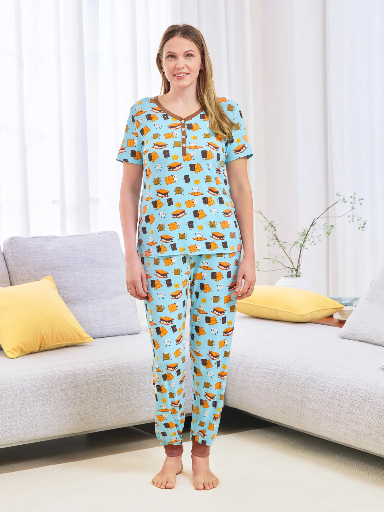 Bamboo Family PJs Cute Print Short Sleeve & Long Pants Sleepwear Matching Pajama set (Snug-Fitting for Children) 
Bamboo Family PJs Cute Print Short Sleeve & Long Pants Sleepwear Matching Pajama set (Snug-Fitting for Children)