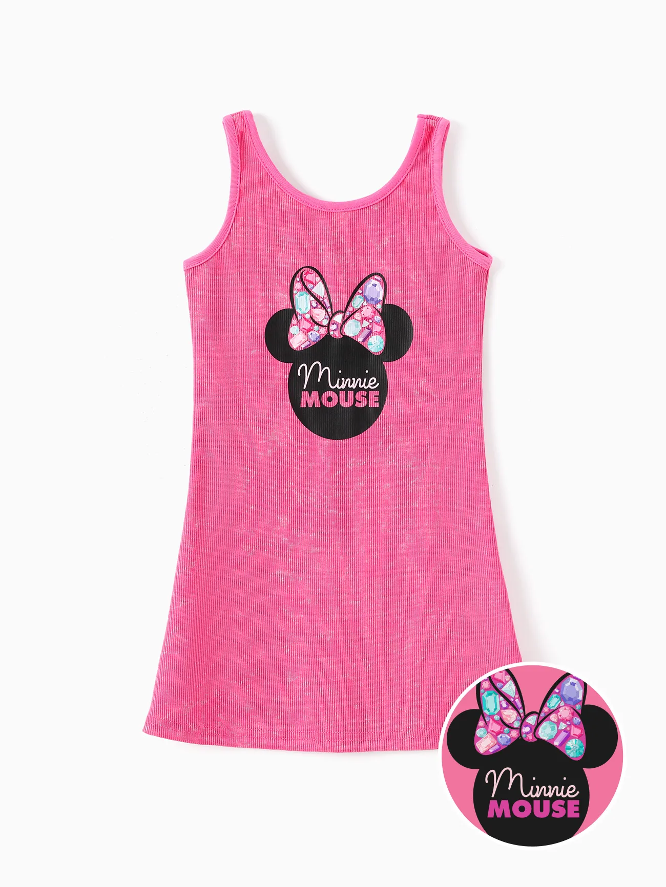 Disney Mickey and Friends Toddlers/Kids Girls 1pc Naia™ Minnie Mouse Pattern Colorblock Tank Dress