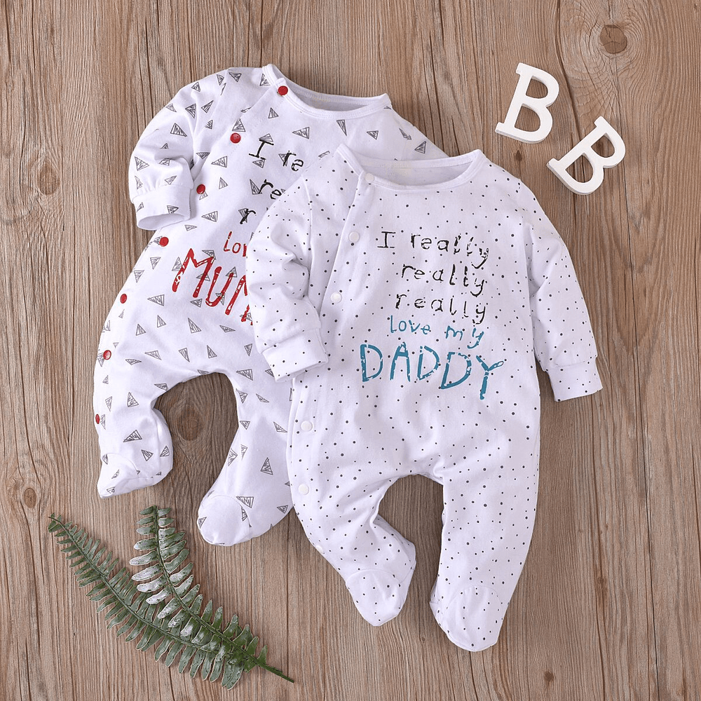 Festa del papà Neonato Unisex Casual Manica lunga Tute Rosso/Bianco big image 6