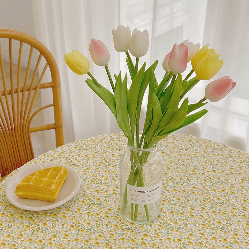 Paquete de 2/paquete de 5 tulipanes flores artificiales pu toque real tulipanes falsos flores para mesa oficina boda comedor decoración del hogar Blanco big image 8