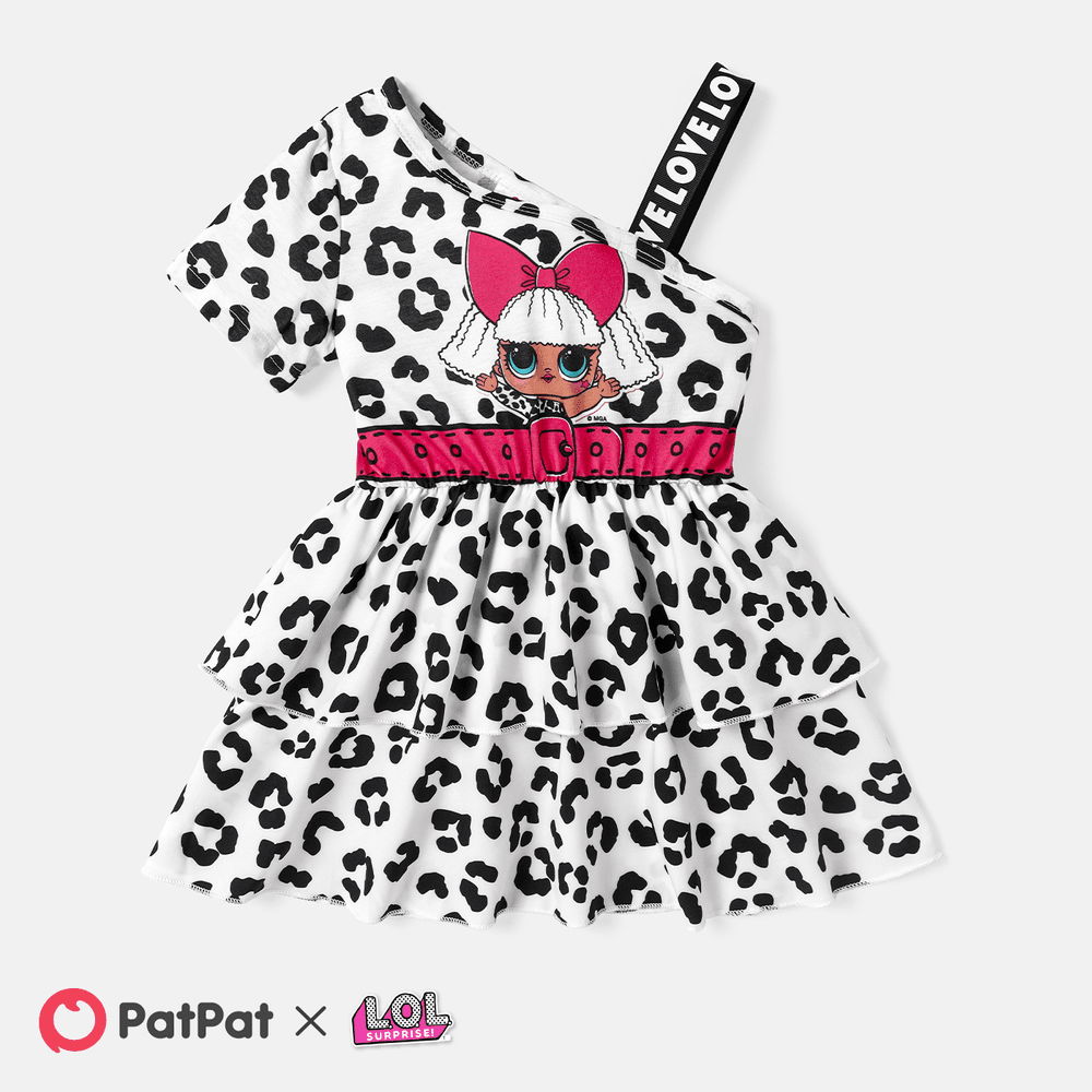 L.O.L. SURPRISE! Toddler Girl Leopard Print One Shoulder Dress White big image 5