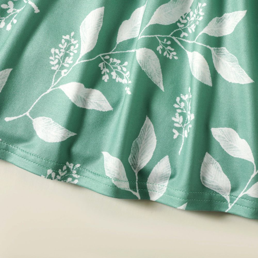 Baby Girl Allover Leaf Print Flutter-sleeve Naia™ Dress Light Green big image 5