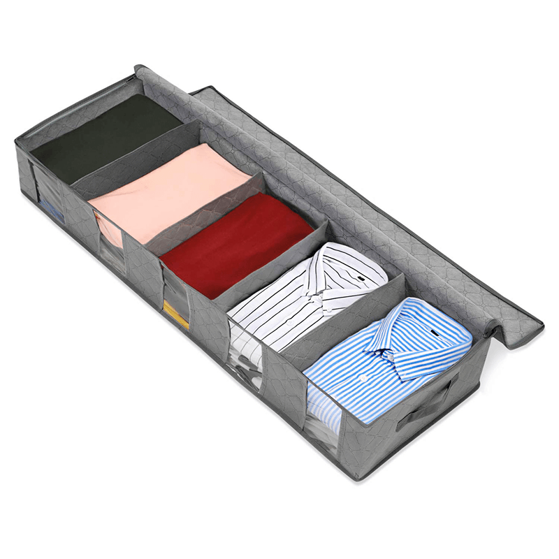 Bed Bottom Storage Box Folding Quilt Clothes Dustproof Moisture-proof Container Under Bed Storage Bag Grey big image 2