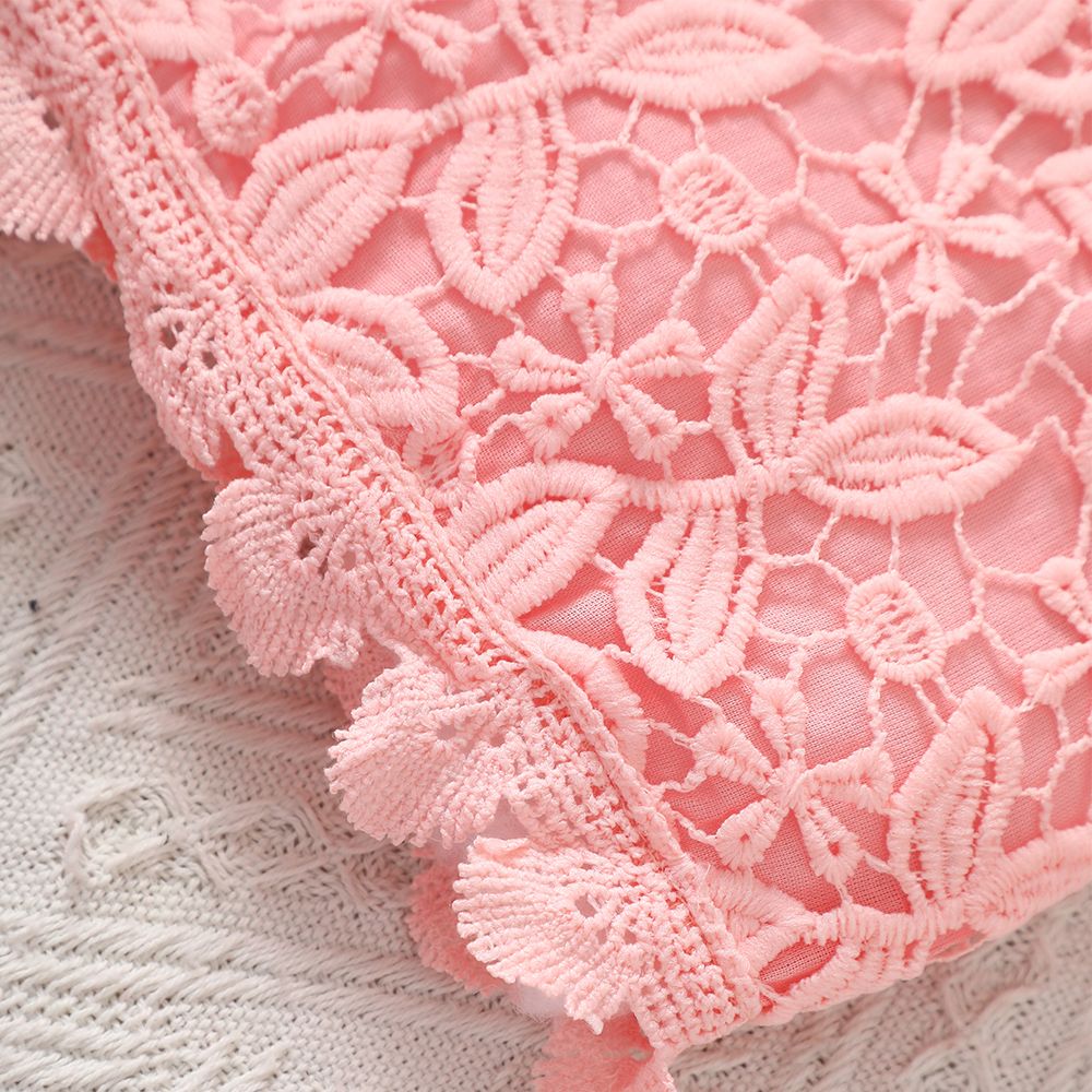 2pcs Baby Girl Pink Floral Jacquard Camisole and Shorts Set Pink big image 3