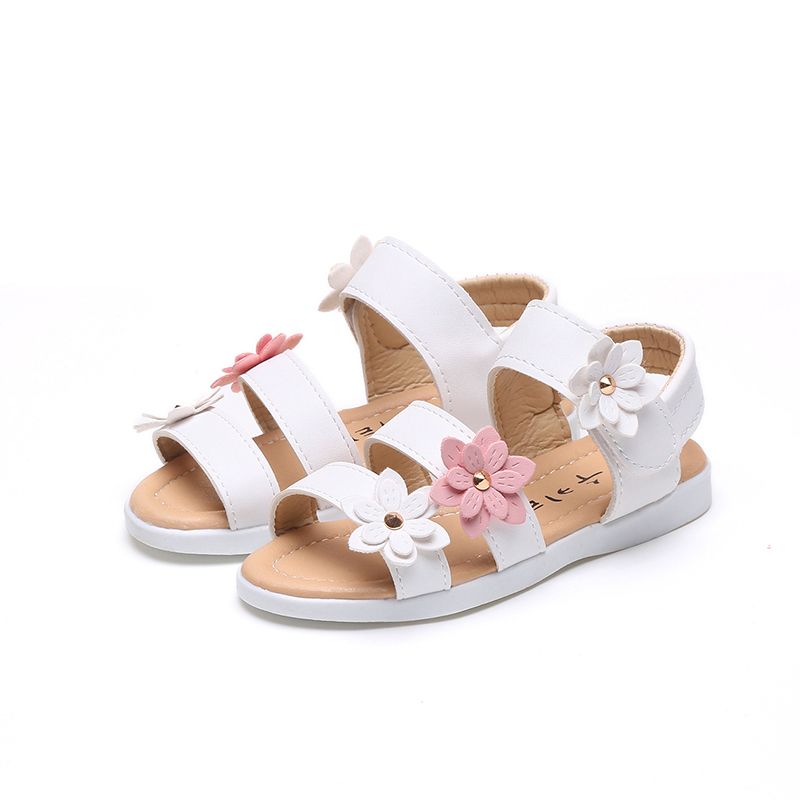 Toddler Girl Pretty Floral Decor Solid Sandals White big image 1
