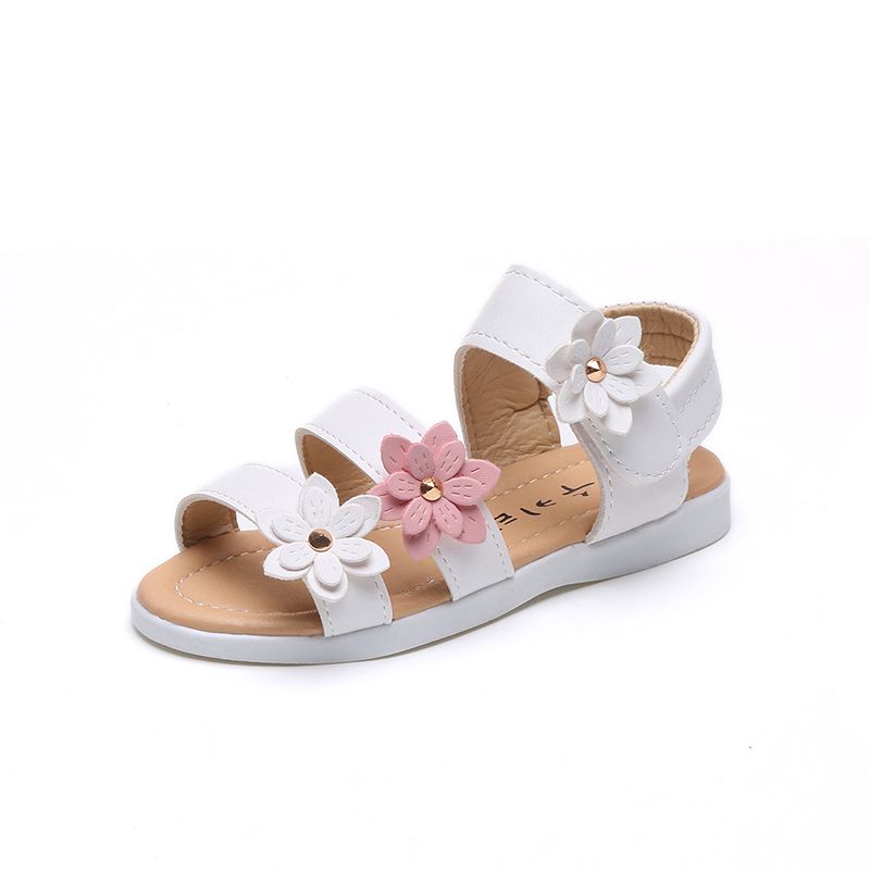 Toddler Girl Pretty Floral Decor Solid Sandals White big image 4