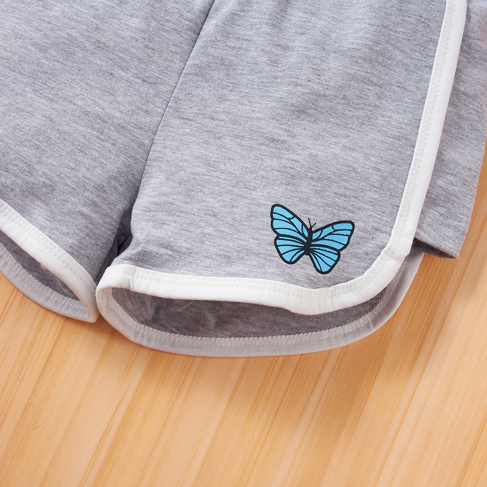 Toddler Girl Butterfly Print Shorts Grey big image 3