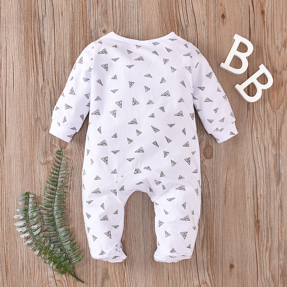 Baby Boy/Girl 95% Cotton Long-sleeve Footed Letter Print Jumpsuit Red/White big image 2