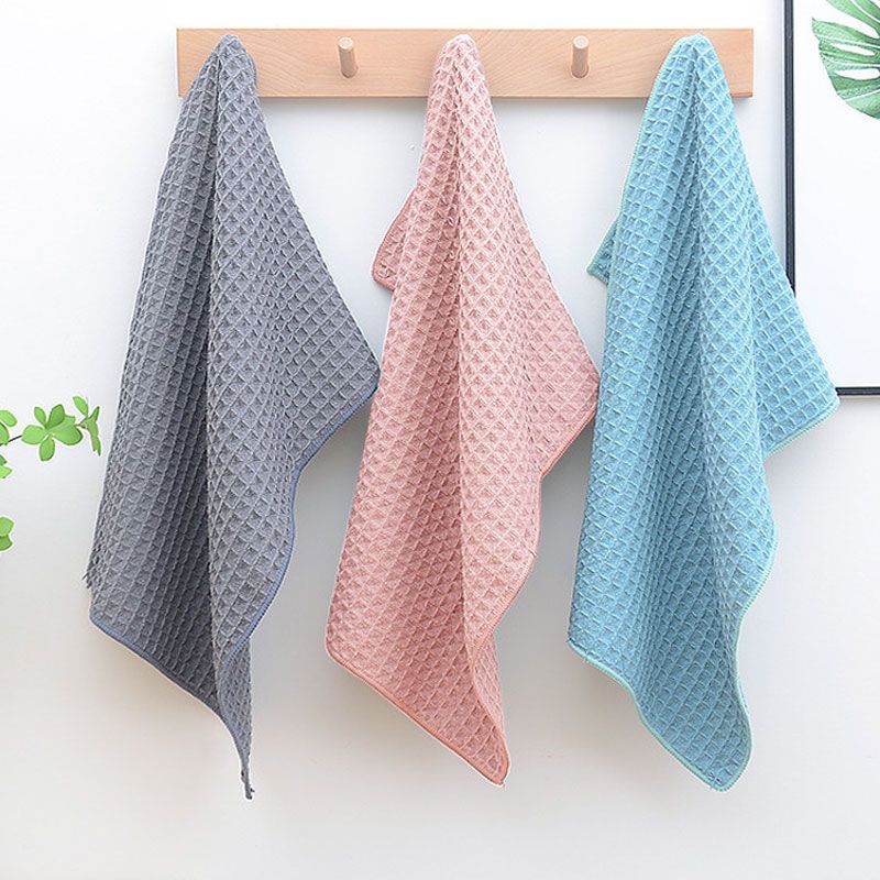 Honeycomb Weave Soft Quick Dry Lint Free Towel Dark Grey big image 1