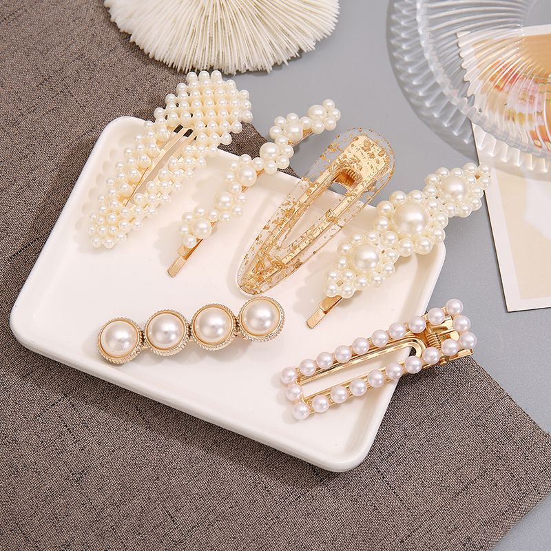 6Pcs/Set Metal Pearl Hairclips Decoration Women Hairpins Hair Barrettes Floral Girls Headwear Clamps Styling Accessories (Without Paperboard) White big image 3
