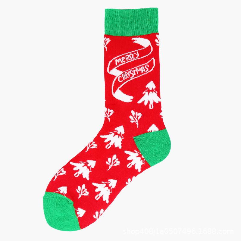 Women Christmas Socks Christmas Jacquard Tube Socks Color-A big image 1