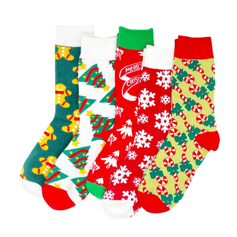 Women Christmas Socks Christmas Jacquard Tube Socks Color-A big image 3