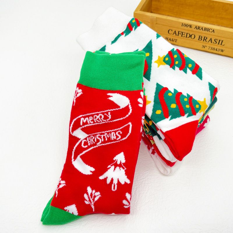 Women Christmas Socks Christmas Jacquard Tube Socks Color-A big image 4