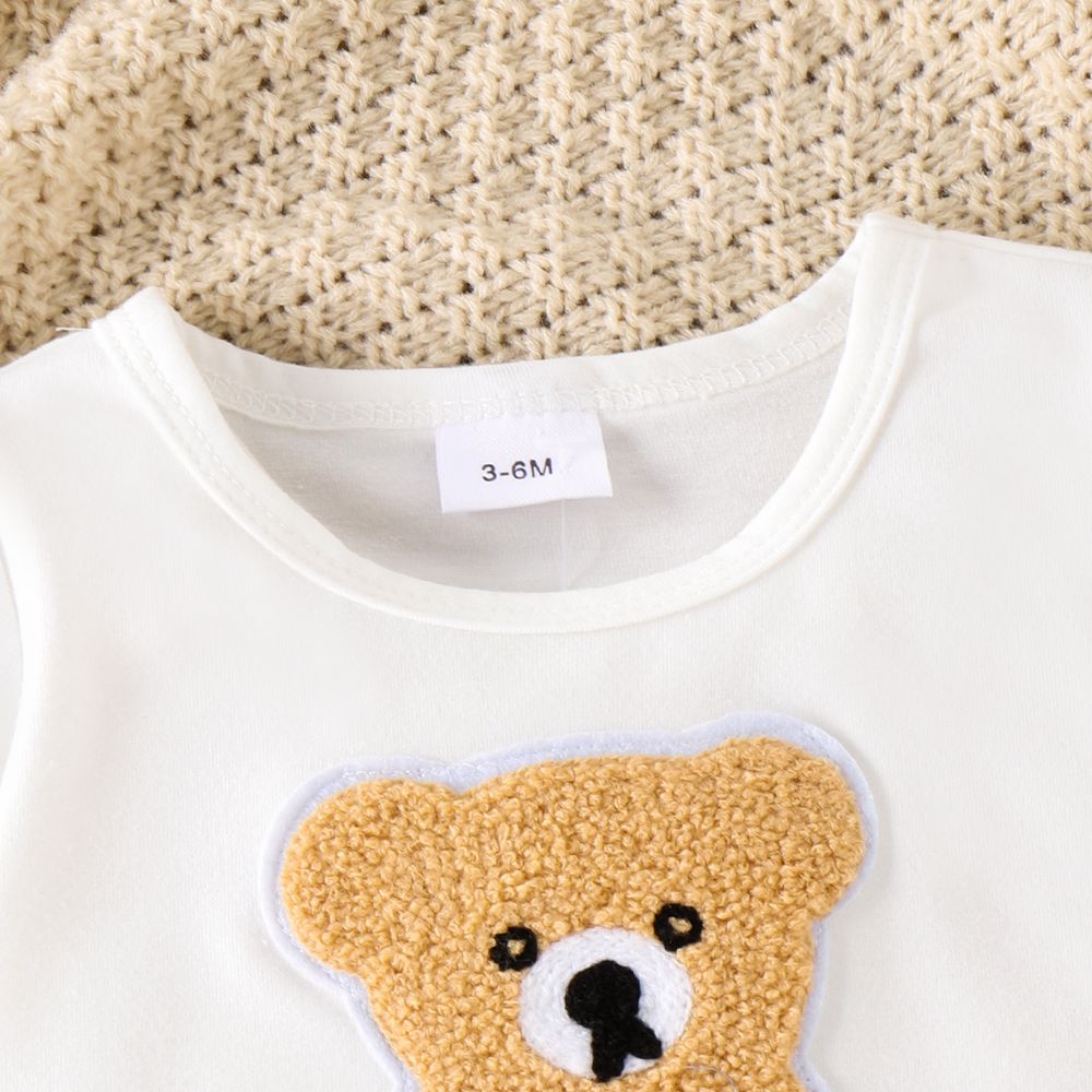 2pcs Baby Boy 95% Cotton Short-sleeve Bear Embroidered Tee & Shorts Set Brown big image 4