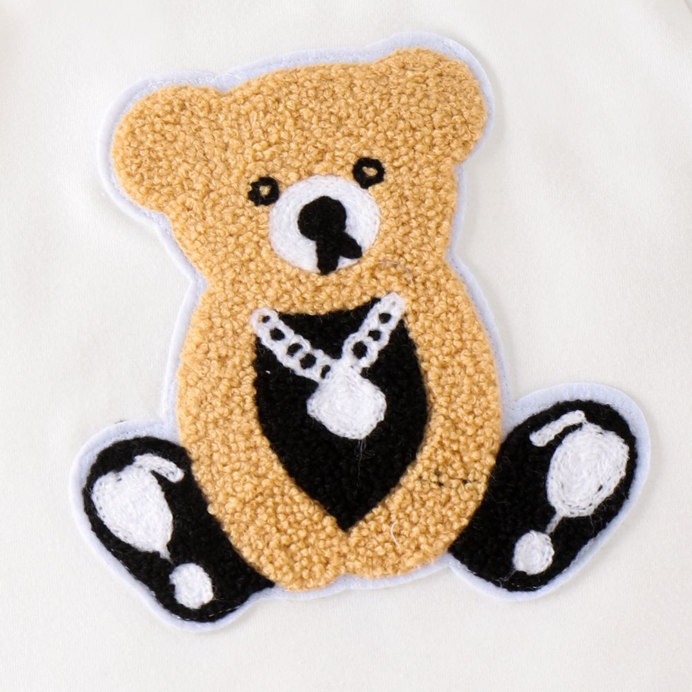 2pcs Baby Boy 95% Cotton Short-sleeve Bear Embroidered Tee & Shorts Set Brown big image 5