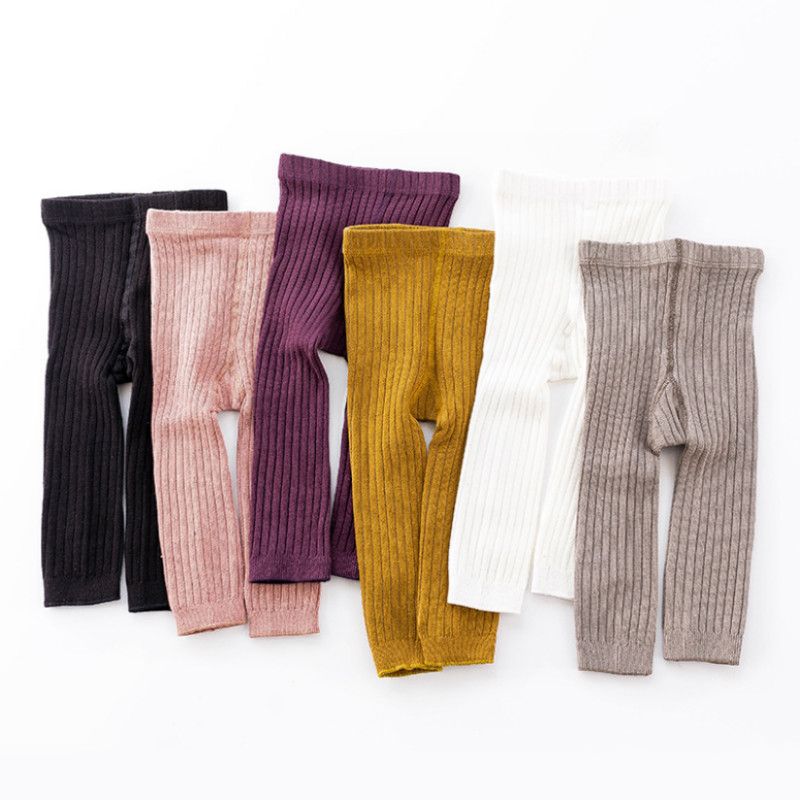 Baby Multi Color Solid Ribbed Tights Leggings White big image 4