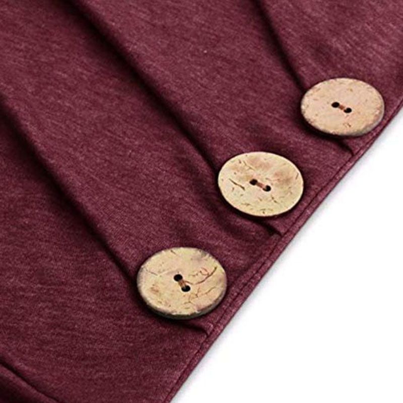 Casual Button Decor Long-sleeve Nursing Tee Burgundy big image 4