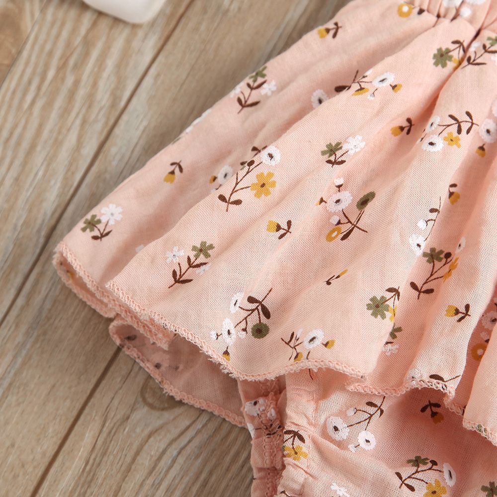 100% Cotton Floral Print Daisy Baby Sling Romper Dress Pink big image 6