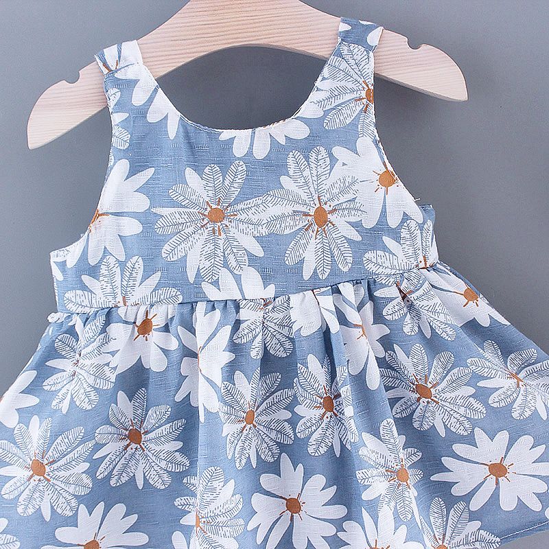 2 unidades Bebé Hipertáctil Margarita pequeña Informal Camiseta sin mangas Vestido Azul big image 4