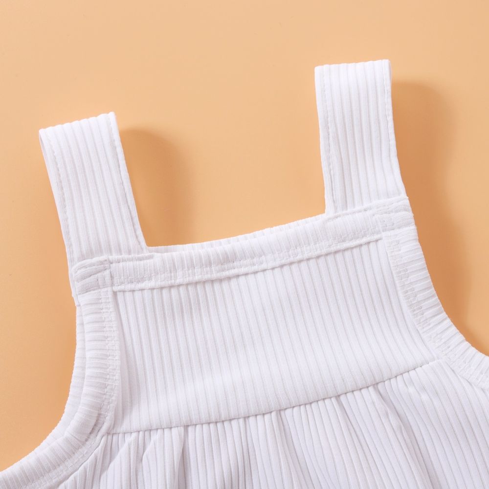 Bebé Unisex Bolsillo de parche Informal Camiseta sin mangas Mamelucos y monos Blanco big image 4