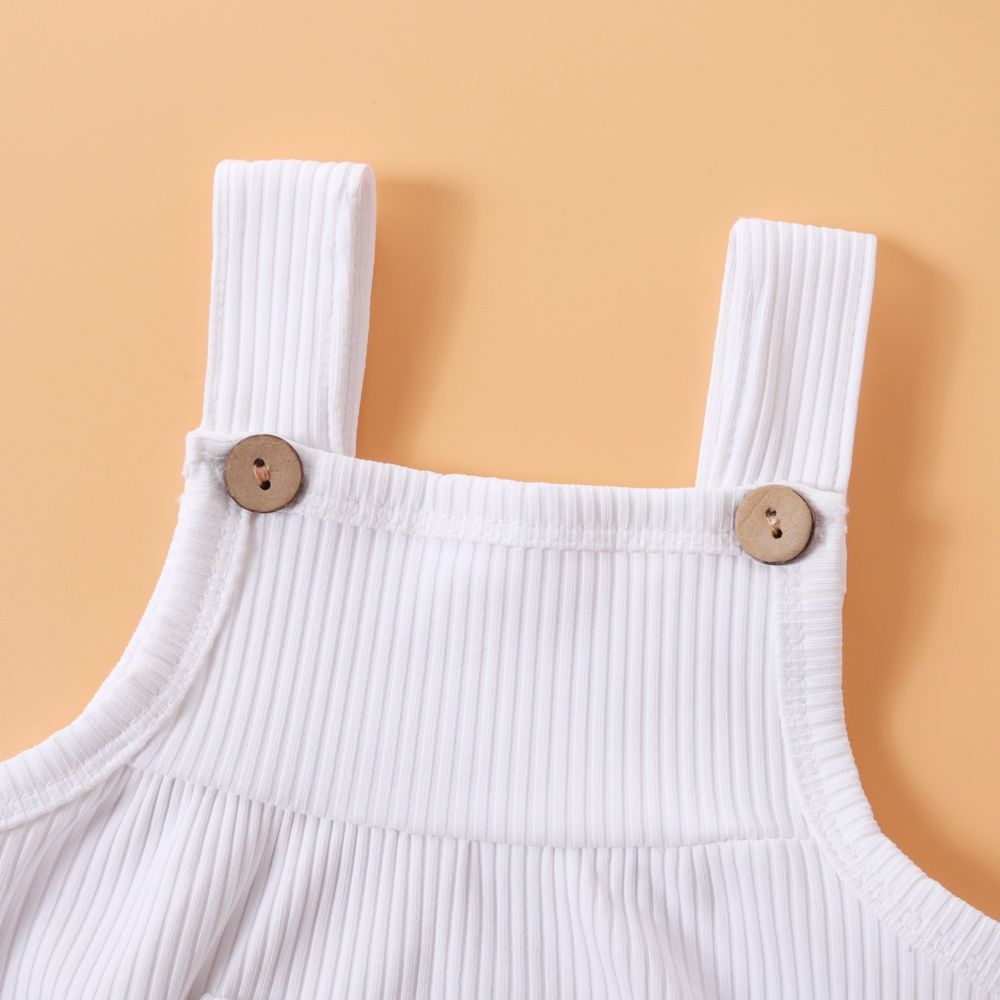 Bebé Unisex Bolsillo de parche Informal Camiseta sin mangas Mamelucos y monos Blanco big image 5