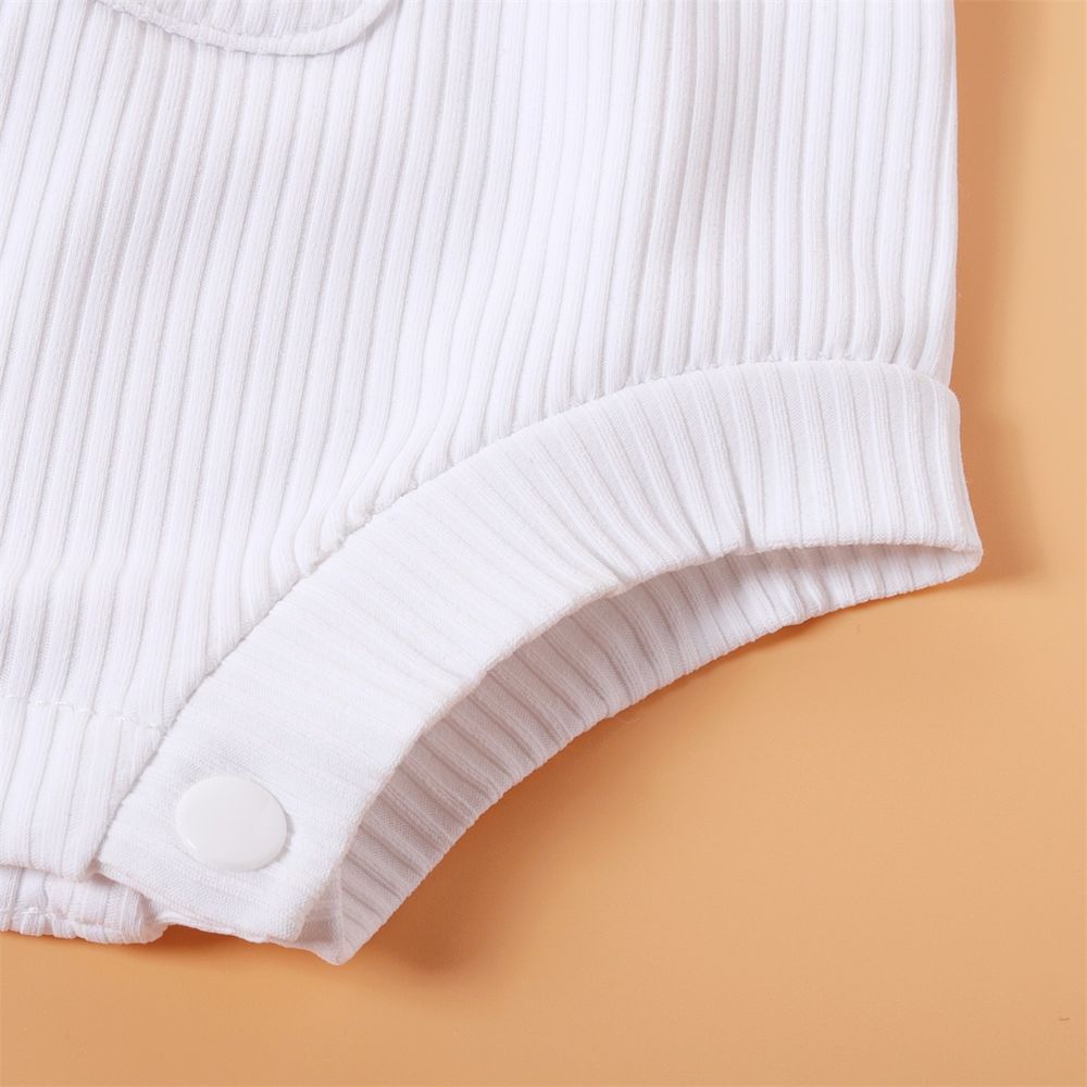 Bebé Unisex Bolsillo de parche Informal Camiseta sin mangas Mamelucos y monos Blanco big image 7