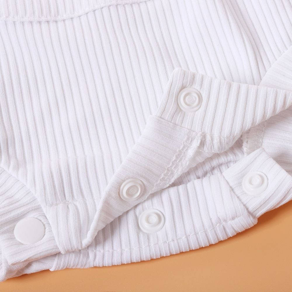 Bebé Unisex Bolsillo de parche Informal Camiseta sin mangas Mamelucos y monos Blanco big image 8