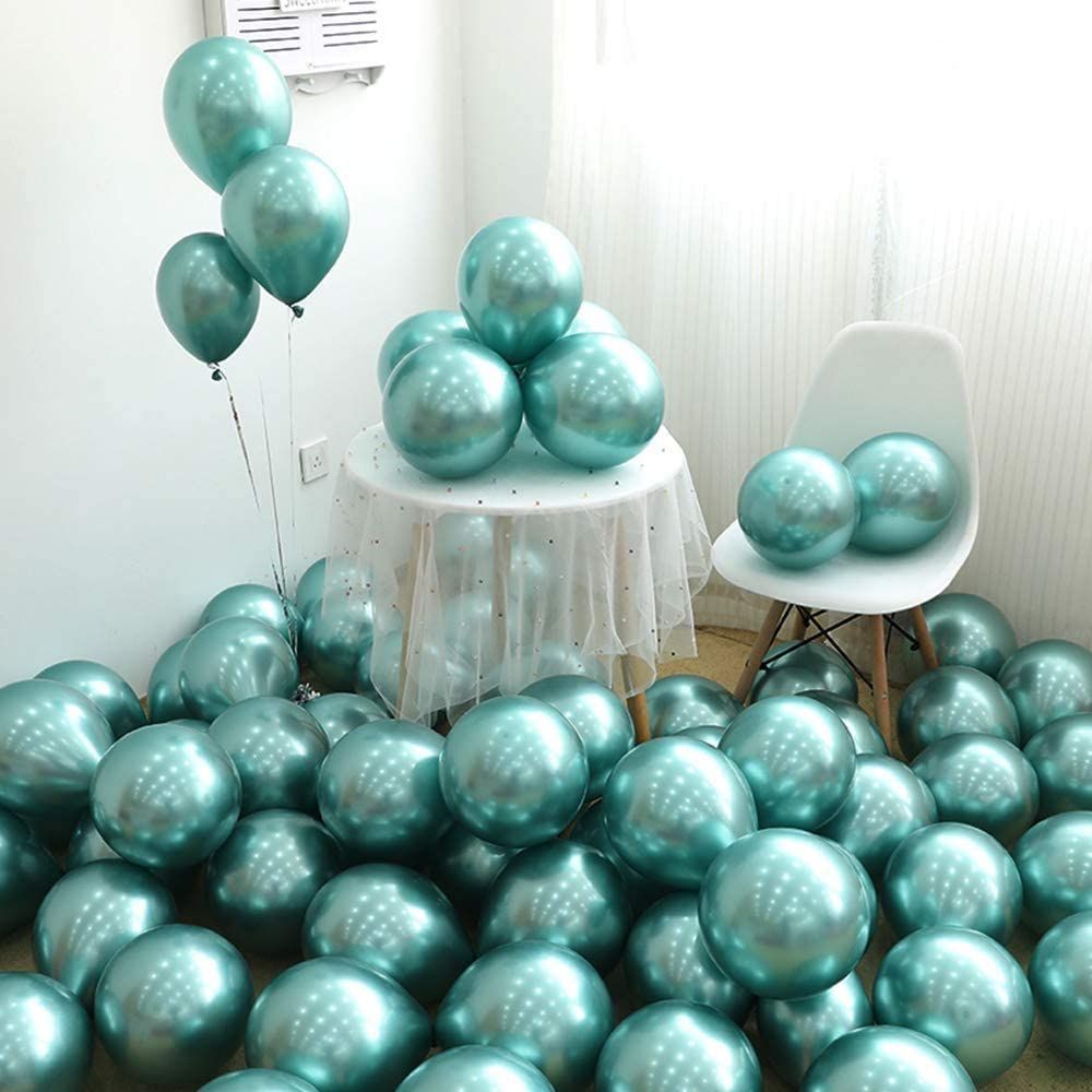 10 globos metálicos cromados para cumpleaños, bodas, decoración de temporada de graduación. Verde big image 4