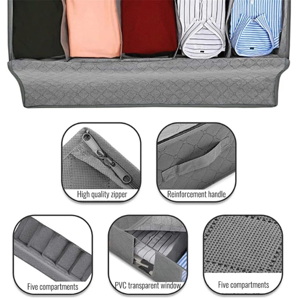 Bed Bottom Storage Box Folding Quilt Clothes Dustproof Moisture-proof Container Under Bed Storage Bag Grey big image 5