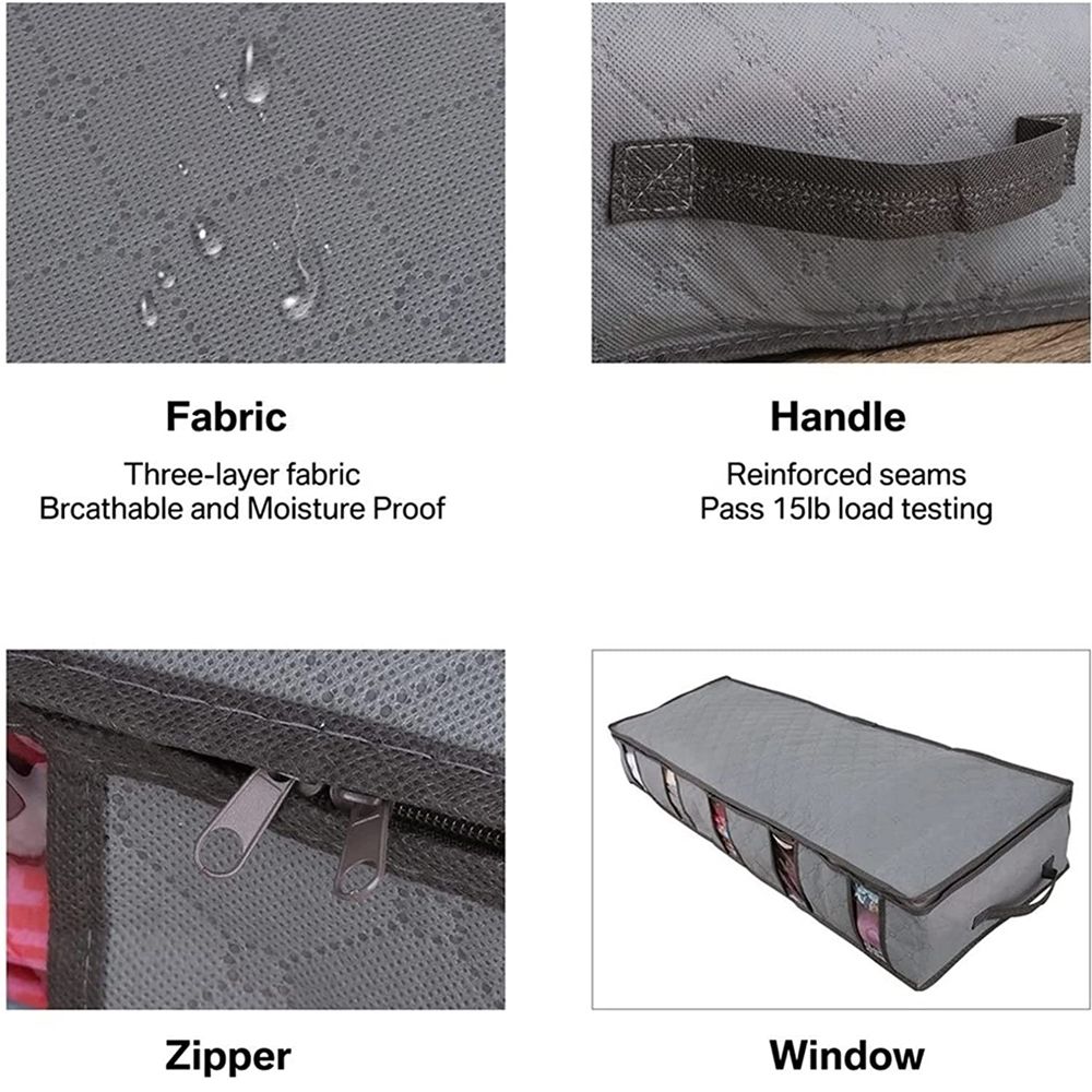 Bed Bottom Storage Box Folding Quilt Clothes Dustproof Moisture-proof Container Under Bed Storage Bag Grey big image 6