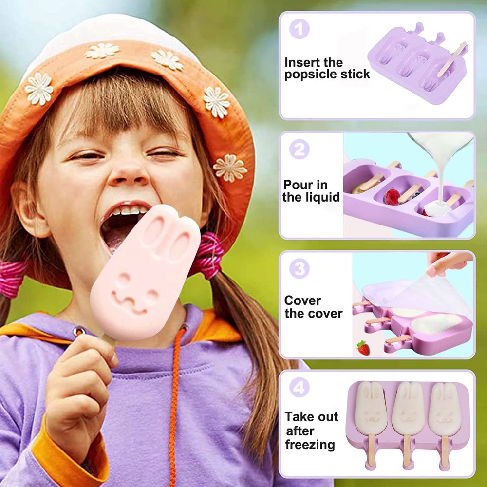 Popsicles Molds Reusable Silicone Easy Release Ice Pop Make Color-A big image 3