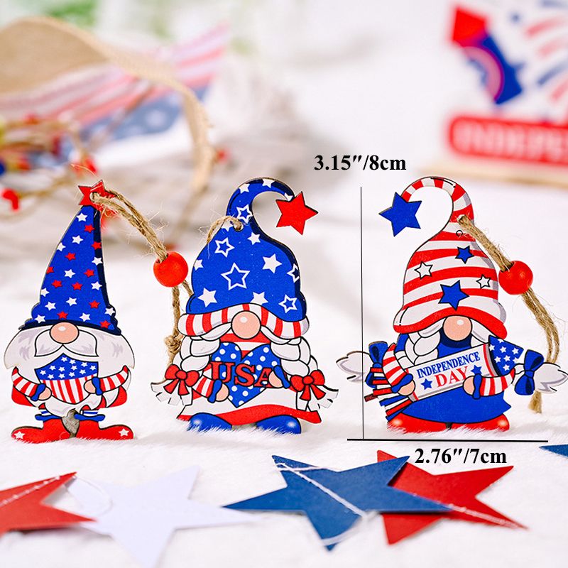 9-pack Independence Day Wooden Ornaments Hanging Wooden Pendants for 4th of July Party Supplies Decorations Color-A big image 2