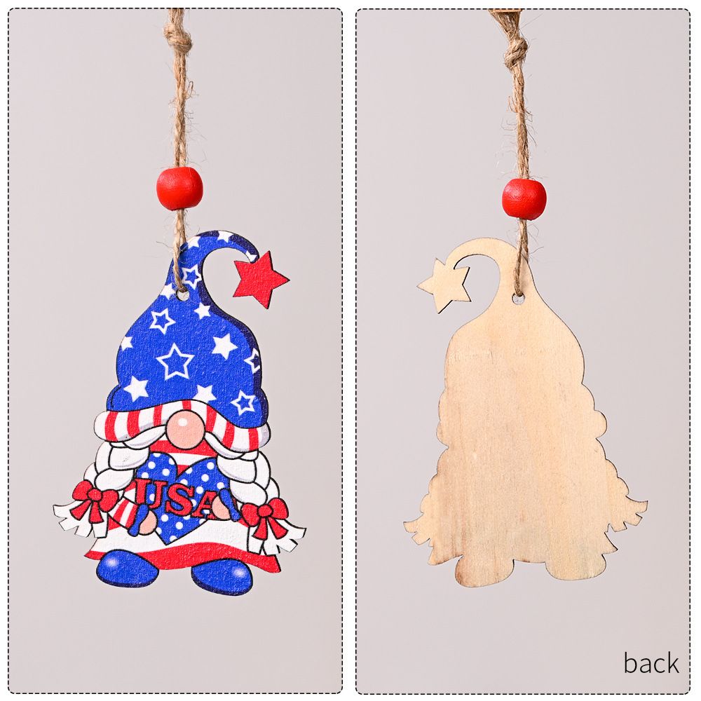 9-pack Independence Day Wooden Ornaments Hanging Wooden Pendants for 4th of July Party Supplies Decorations Color-A big image 6