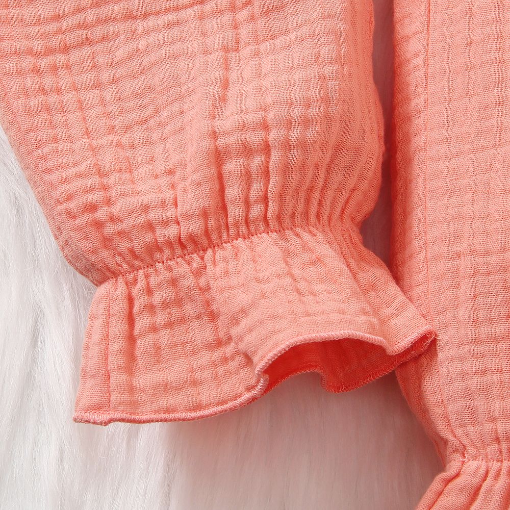 Toddler Girl Sweet 100% Cotton Smocked Crepe Slip Jumpsuits Light Pink big image 4