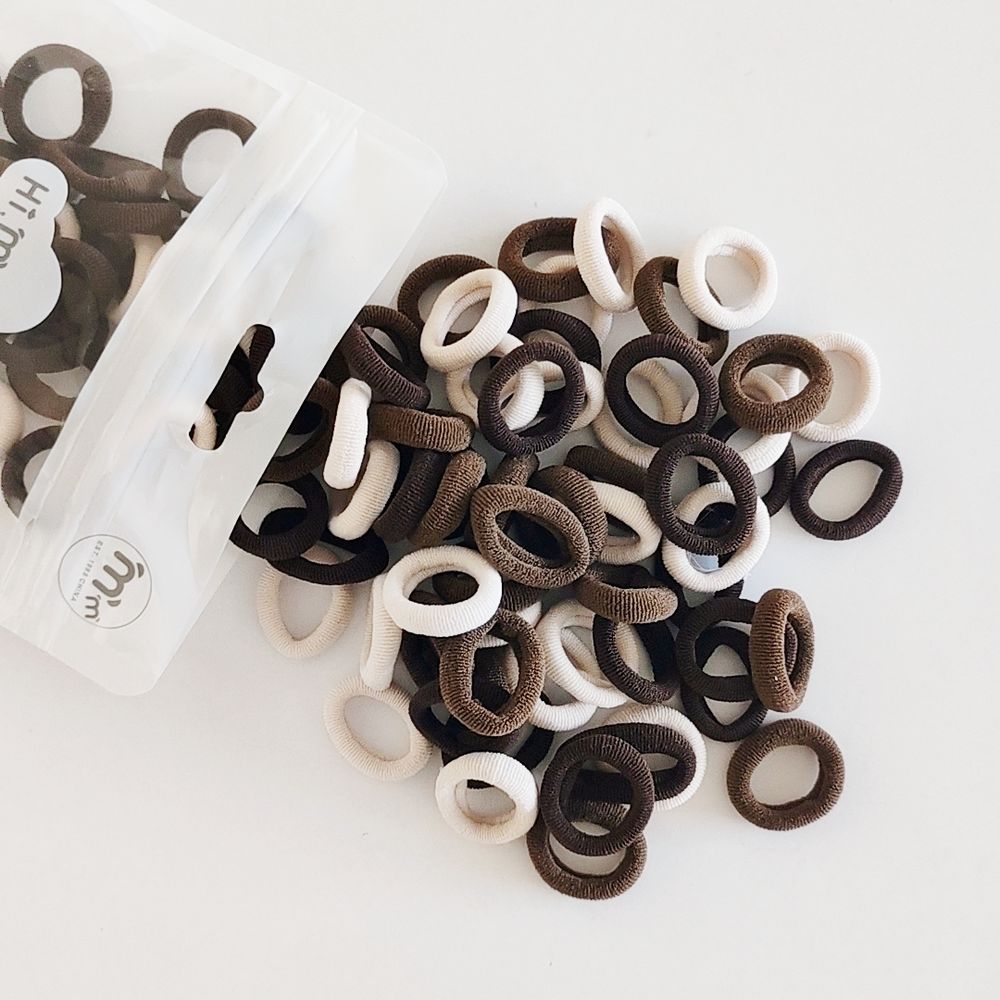100-pack Solid Soft Elastic Hair Ties for Girls Coffee big image 1