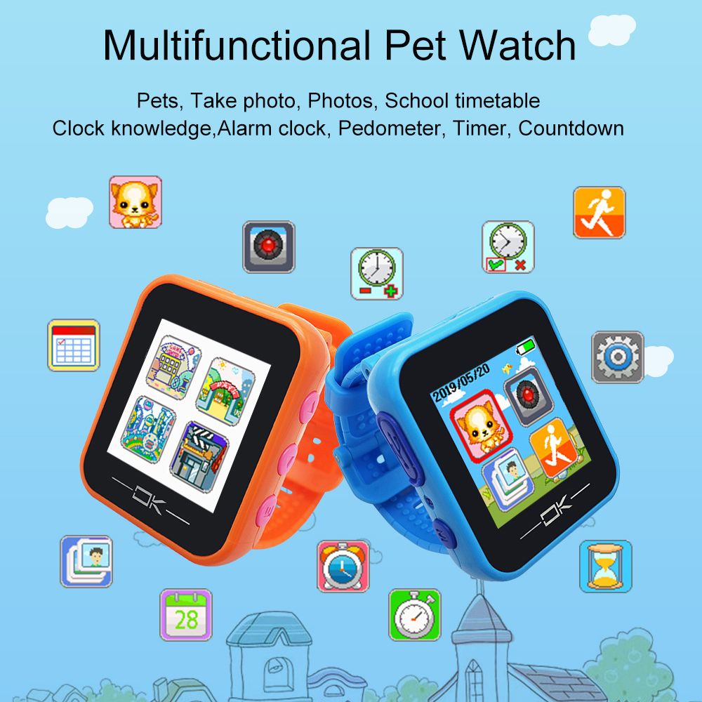Kids Game Smart Watch HD Color Screen Camera Calendar Alarm Clock Timetables Pedometer Multifunctional Pet Watch Color-A big image 2