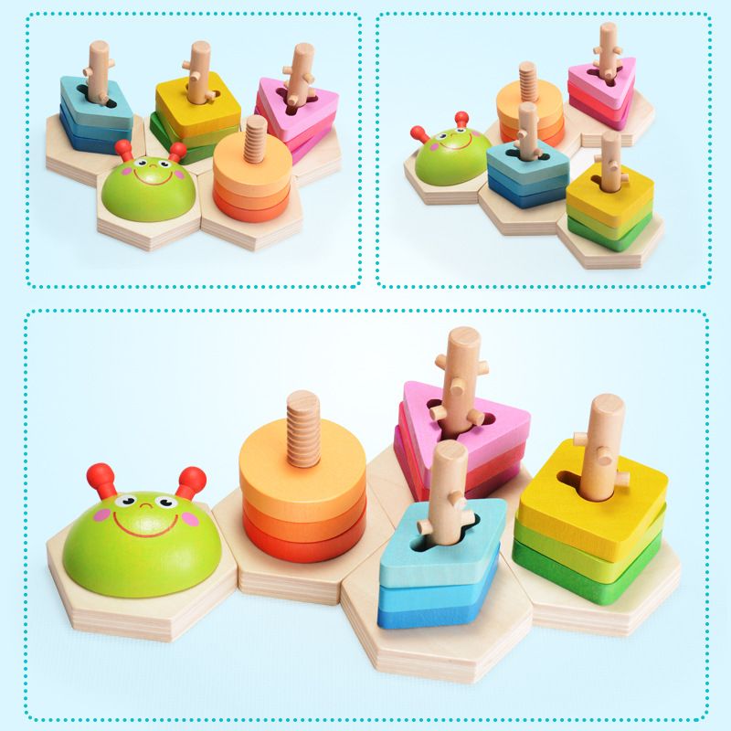 HOT SALE Baby Toys Colorful Wooden Blocks Toddler Kids Early Educational Toys Color-A big image 3