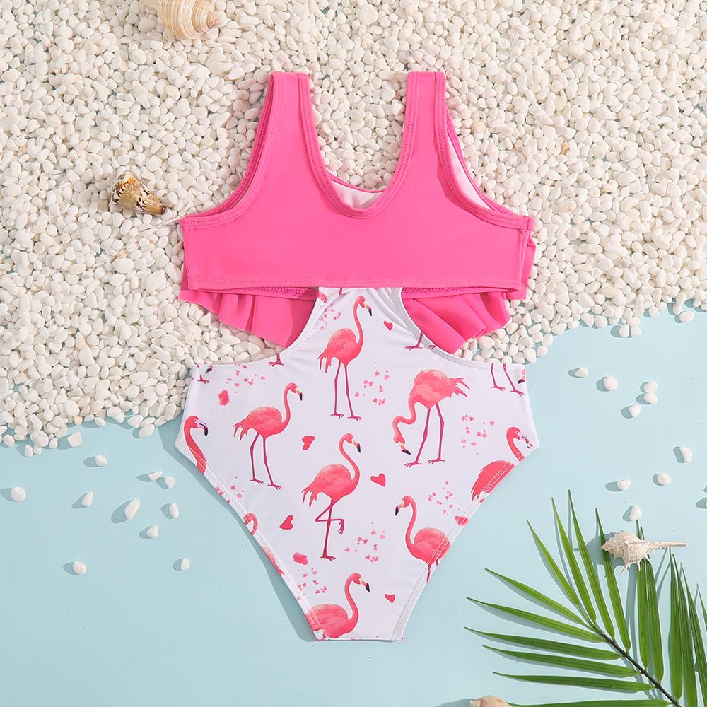 Toddler Girl Flamingo Print Ruffled Onepiece Swimsuit Only $13.99 PatPat US