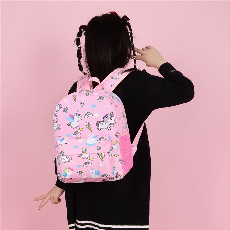 Kids Unicorn Pattern Flat Cartoon Large Capacity Backpack Travel Bag Preschool Backpack Pink big image 8