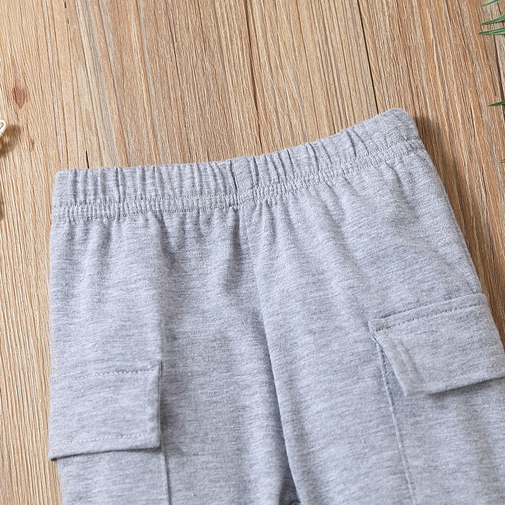 Baby Boy/Girl Solid Flap Pocket Cargo Pants Grey big image 4