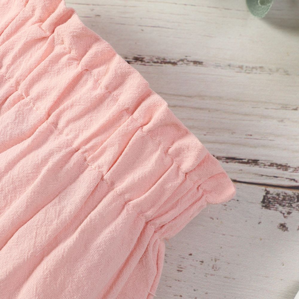 100% Cotton Baby Girl Solid Ruffle Elasticized Waist Bloomers Shorts Pink big image 6