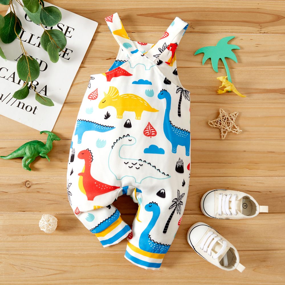 Baby Boy All Over Multicolor Dinosaur Print Sleeveless Jumpsuit Overalls Multi-color big image 5