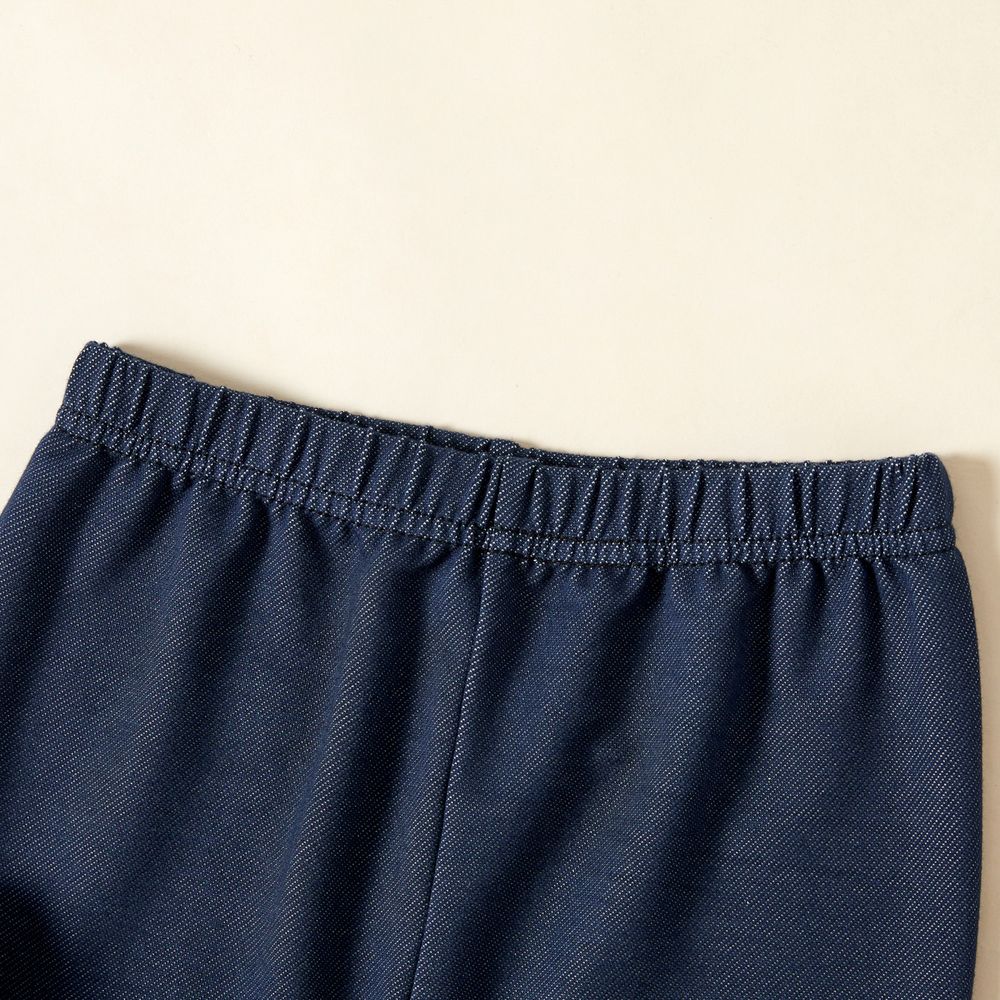 Kid Girl 100% Cotton Casual Elastic Denim Leggings Royal Blue big image 7