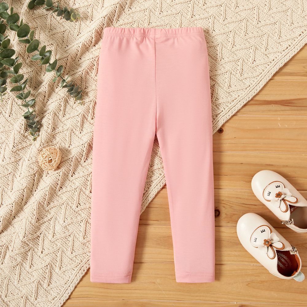 Toddler Girl Casual Solid Color Casual Pants Pink big image 1