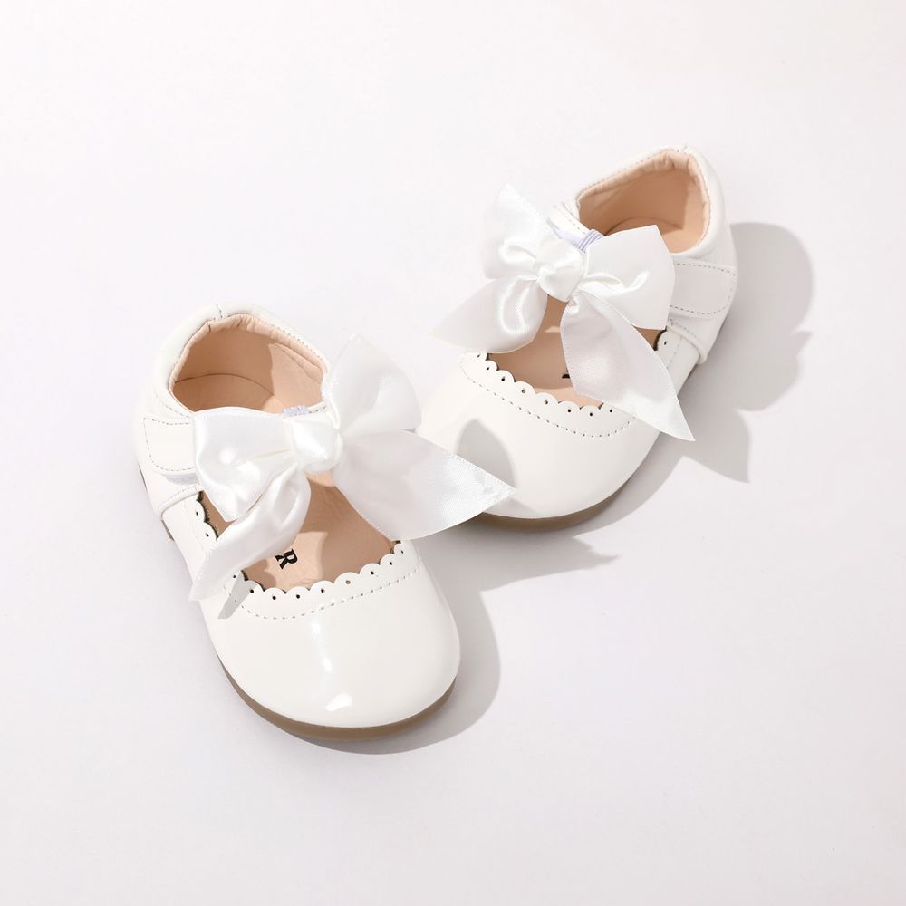Toddler / Kid Wavy Edge Bow Ribbon Decor White Princess Shoes White big image 4