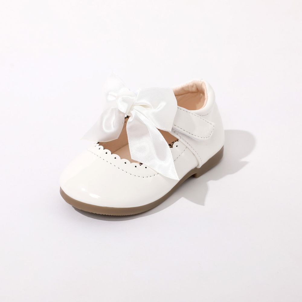 Toddler / Kid Wavy Edge Bow Ribbon Decor White Princess Shoes White big image 26